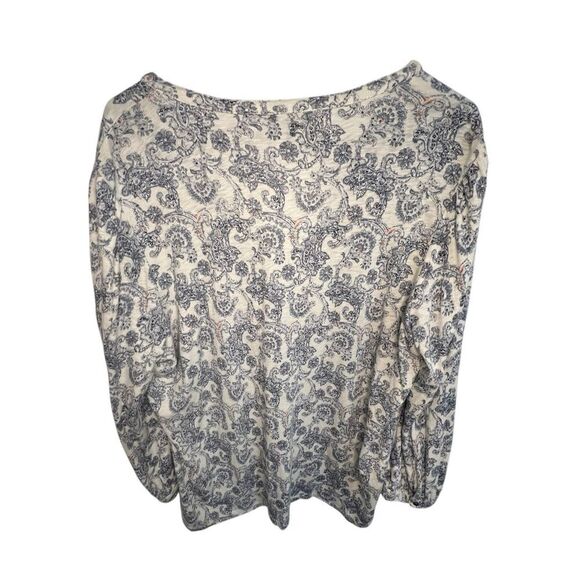 Lucky Brand Damask Patterned Loose Fit V-Neck Long Sleeve Shirt - Picture 4 of 5